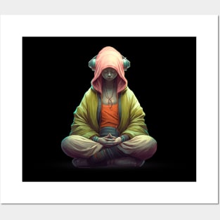 Meditating Cyber Girl Posters and Art